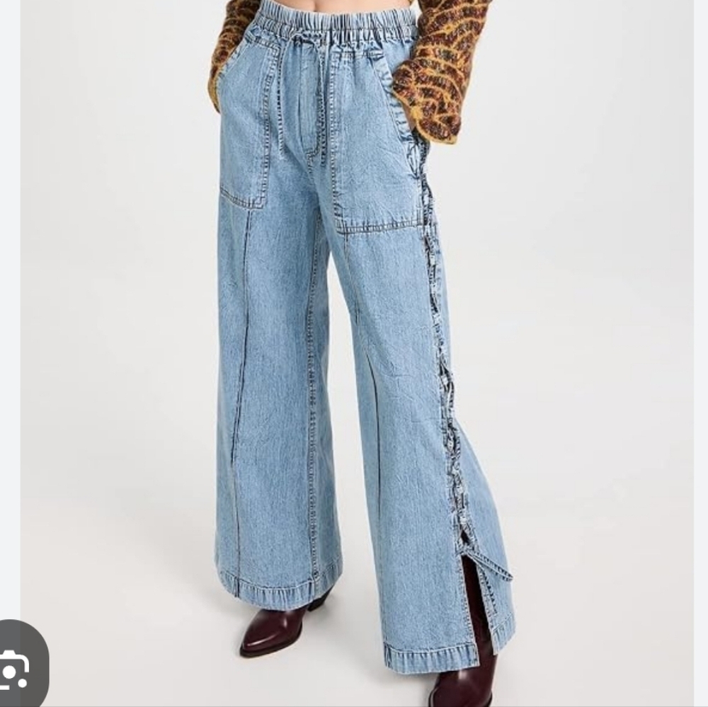 Sea New York Denim Flyn Relaxed Side Lace Up Blue Pants Sz S Womens